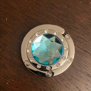 Silver and Blue Crystal Purse Hook